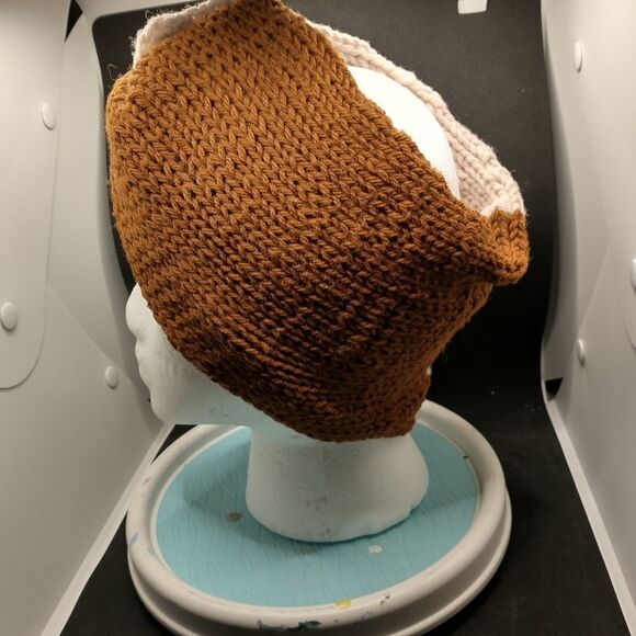 Hand Crafted Unisex Knit Hat Brown Twist Knot Earwarmer Headband Turban Style - Picture 6 of 7